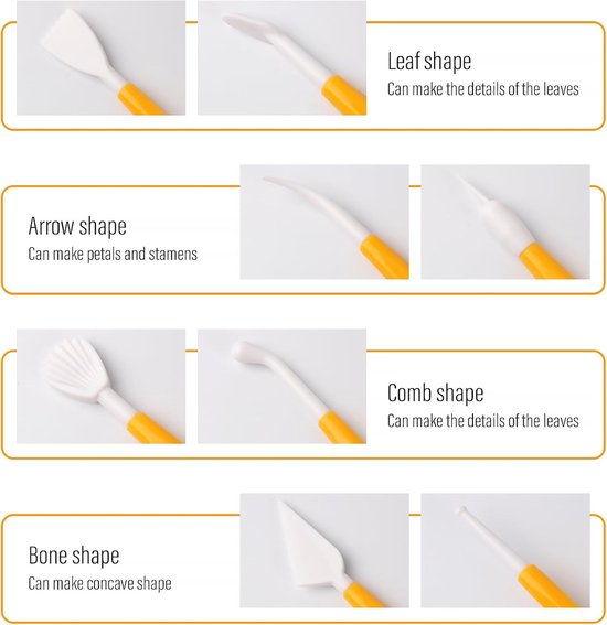 Fondant Modeling Tools - Set of 8 - Decorative Fondant Tools - Decorating Tools - Double-Sided Decorating Tools - Suitable for fondant, baking, clay, modeling, etc. - Image 2