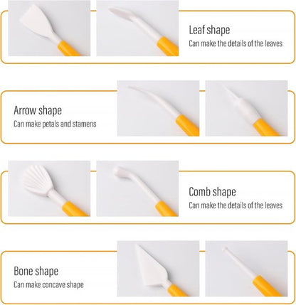 Fondant Modeling Tools - Set of 8 - Decorative Fondant Tools - Decorating Tools - Double-Sided Decorating Tools - Suitable for fondant, baking, clay, modeling, etc. - Image 2