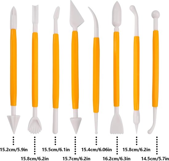 Fondant Modeling Tools - Set of 8 - Decorative Fondant Tools - Decorating Tools - Double-Sided Decorating Tools - Suitable for fondant, baking, clay, modeling, etc. - Image 3