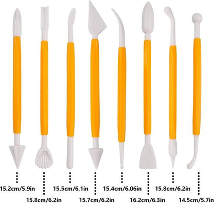Fondant Modeling Tools - Set of 8 - Decorative Fondant Tools - Decorating Tools - Double-Sided Decorating Tools - Suitable for fondant, baking, clay, modeling, etc. - Image 3
