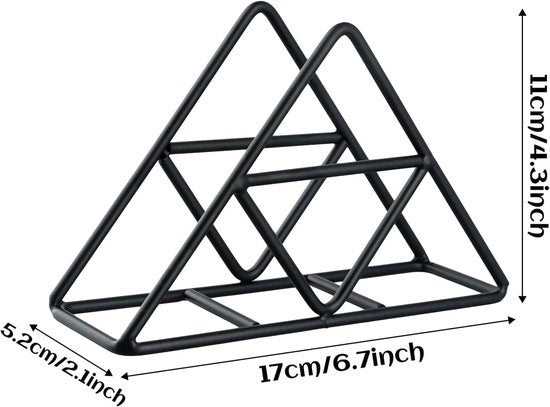 Tissue holder - Stainless steel napkin holder - Metal napkin holder - Triangular napkin holder - Tissue holder - Napkin holder for countertop/dining table/picnic table (black) - Image 2