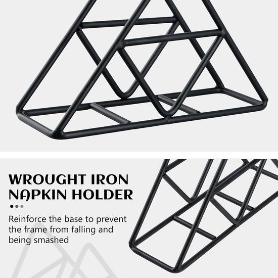 Tissue holder - Stainless steel napkin holder - Metal napkin holder - Triangular napkin holder - Tissue holder - Napkin holder for countertop/dining table/picnic table (black) - Image 3