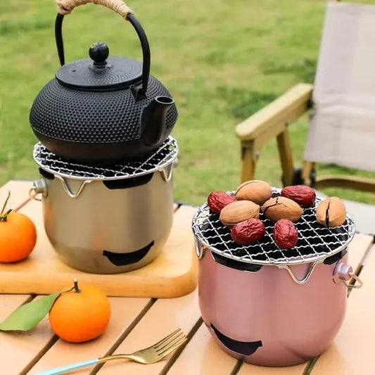 Grill - Portable Charcoal Grill - Mini Stainless Steel Charcoal Grill - Small Outdoor Grill - Suitable for Camping, Backyard BBQs, RVs and Picnics (Purple) - Image 5