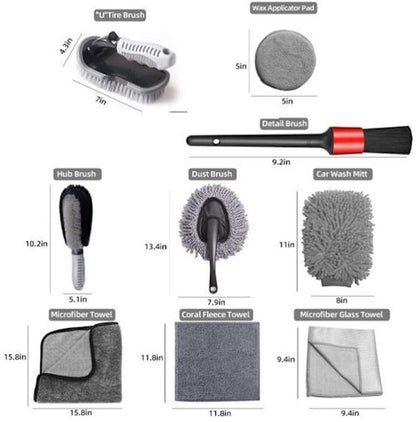 10-piece car wash & polishing set - car wash brushes - car wash tool set - professional accessories with brushes & microfiber cloths - including storage box - Image 2
