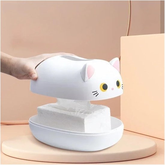 Tissue Box - Tissue Box Organizer with Cat Print - Napkin Holder for the Living Room - Tissue Box for the Kitchen - Toilet Paper Holder for the Bathroom (Black，22*16*13cm) - Image 4