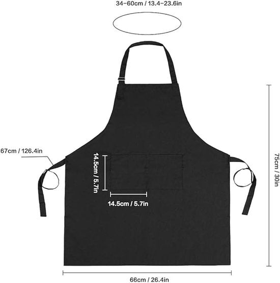 Apron - 1 piece - Cooking apron - Cotton apron - Apron - Work apron - Black cotton apron - Image 2