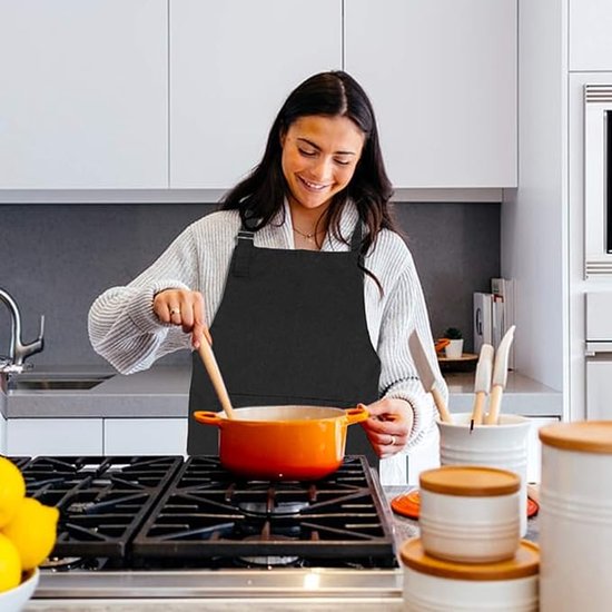 Apron - 1 piece - Cooking apron - Cotton apron - Apron - Work apron - Black cotton apron - Image 4