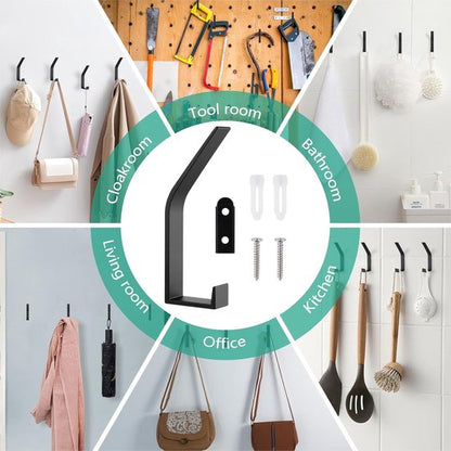 Hooks - 6 pieces - Black clothes hooks - Suitable for screwing with a hidden hole - Modern wall coat rack - For jackets, coats, hats, scarves, towels, handbags, etc. - Image 3