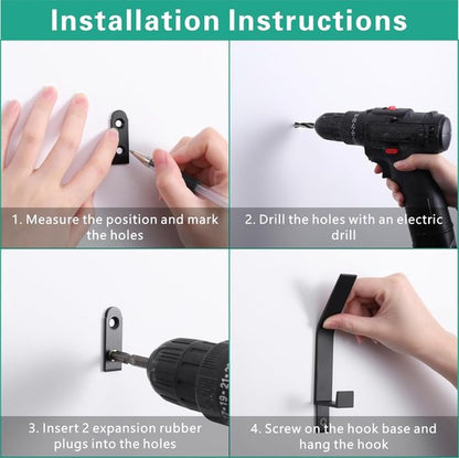 Hooks - 6 pieces - Black clothes hooks - Suitable for screwing with a hidden hole - Modern wall coat rack - For jackets, coats, hats, scarves, towels, handbags, etc. - Image 6