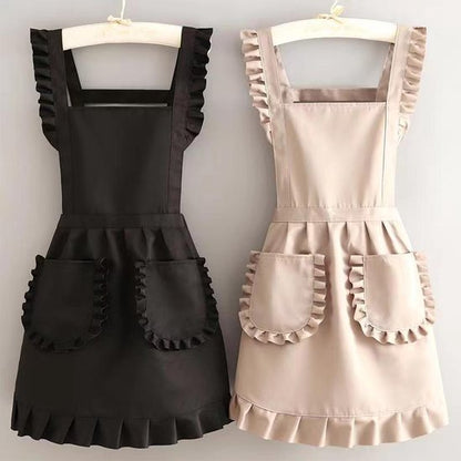 Aprons - 2-piece set - Kitchen aprons - Cooking aprons - Catering aprons - Ceramic aprons - Painting aprons - Black and off-white - Image 3