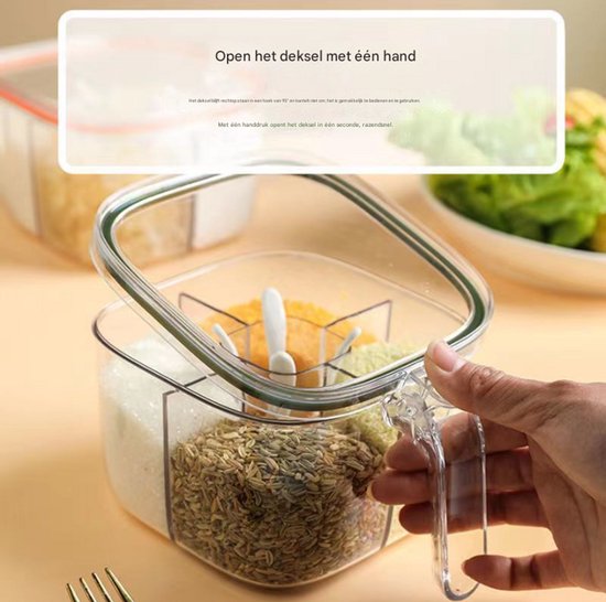 Spice jar - 4-in-1 spice jar - Spice jar with spoon - Storage box - All-in-one spice bottle - Suitable for storing salt, pepper and spices - Image 4