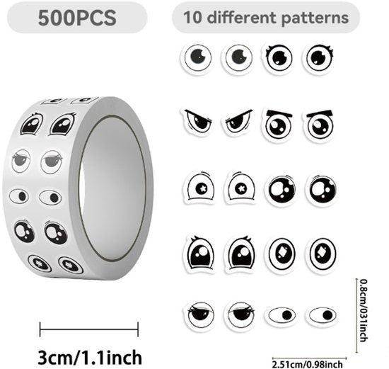 Stickers - DIY Stickers - 500 Sheets/Roll - Small Emoji Eye Stickers - DIY Journaling Supplies - Decorative Sealing Stickers - Envelope Stickers - Creative Gifts - Image 2