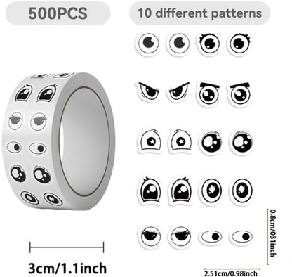 Stickers - DIY Stickers - 500 Sheets/Roll - Small Emoji Eye Stickers - DIY Journaling Supplies - Decorative Sealing Stickers - Envelope Stickers - Creative Gifts - Image 2