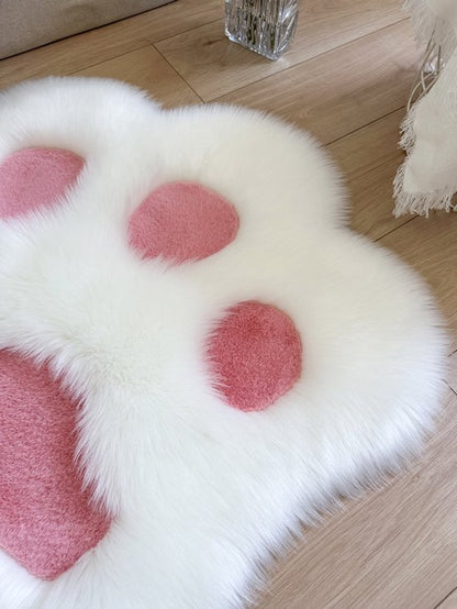 Rug - Cute non-slip rug in the shape of an animal paw - Soft white and pink rug, suitable for the bedroom and living room. - Image 3