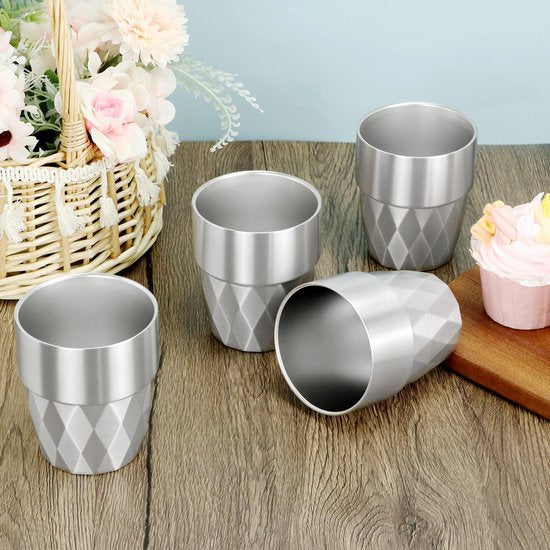 Cups - 4-piece set - Stainless steel cups - Double-walled water cups made of 304 stainless steel - beer cups - coffee cups - Image 5