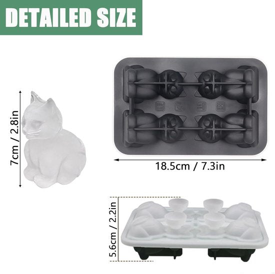 3D Cat Ice Cube Mold - With Integrated Funnel - Silicone for Cocktails & Whisky - Easy De-Moulding - Image 3