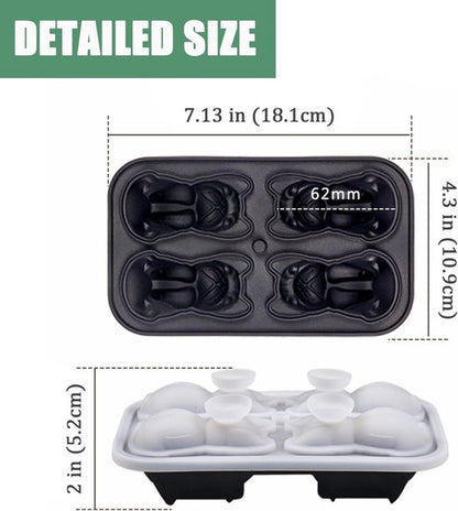 3D French Bulldog Ice Cube Mold - With Integrated Funnel - Cute Dog Shape - Silicone & Easy De-molding - Image 3