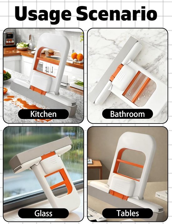 Mini Mop - with 3 replaceable sponges - portable cleaning sponge - can be used wet and dry - handle with squeeze function for one-handed operation - can be used for cleaning bathrooms, kitchens, tiles, etc. - Image 4