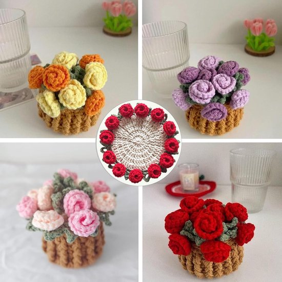 Coasters - Mini Basket Included - Floral Coasters - Vintage Rose Design - Suitable for coffee tables, weddings, housewarming parties, birthdays, etc.（Pink） - Image 2