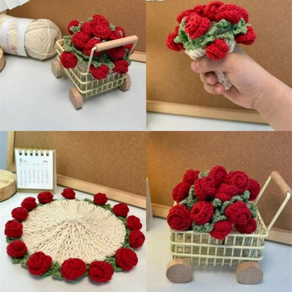 Coasters - Mini Basket Included - Floral Coasters - Vintage Rose Design - Suitable for coffee tables, weddings, housewarming parties, birthdays, etc.（Pink） - Image 4