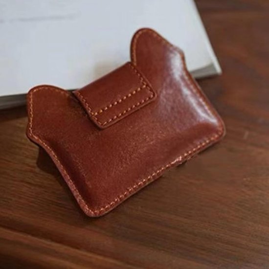 Women's wallet - Solid color - Cat design - A gift for young women and ladies (Brown) - Image 2