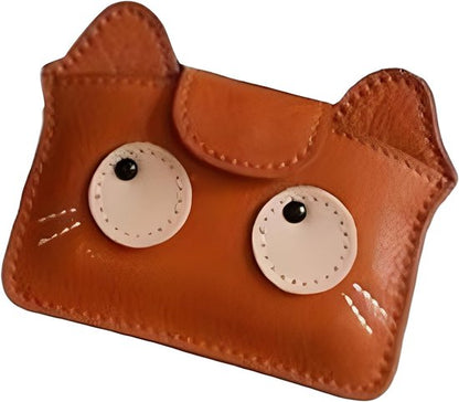 Women's wallet - Solid color - Cat design - A gift for young women and ladies (Brown) - Image 3