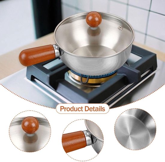 Stainless steel breakfast bowl - Small walnut wood pot for one person - Suitable for fruit salad, yoghurt and muesli (13cm bowl with lid, spoon) - Image 2
