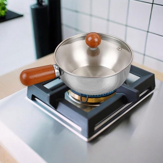 Stainless steel breakfast bowl - Small walnut wood pot for one person - Suitable for fruit salad, yoghurt and muesli (13cm bowl with lid, spoon) - Image 4