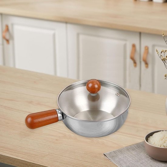 Stainless steel breakfast bowl - Small walnut wood pot for one person - Suitable for fruit salad, yoghurt and muesli (13cm bowl with lid, spoon) - Image 5