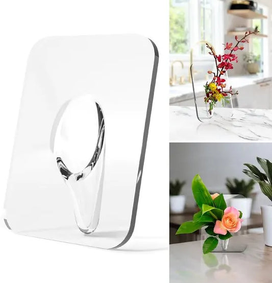 Vase - Minimalist Home Decor Vase - Cute Flower Stand - Photo Frame Style - Acrylic Material - 8 x 6 Inches, Suitable for Tabletop（Gray Version） - Image 2