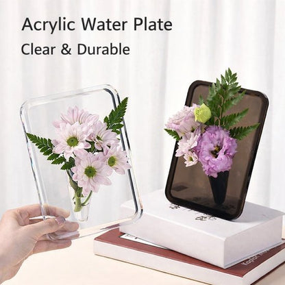 Vase - Minimalist Home Decor Vase - Cute Flower Stand - Photo Frame Style - Acrylic Material - 8 x 6 Inches, Suitable for Tabletop（Gray Version） - Image 6