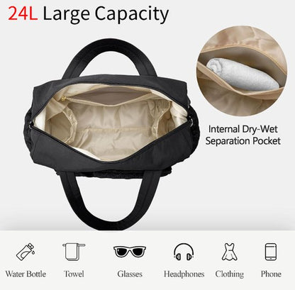 Sports Bag - Waterproof Travel Bag - 24 Liter Carry Bag - Zippered - Lightweight and Durable - Suitable for Gym, Training and Travel（Black） - Image 5