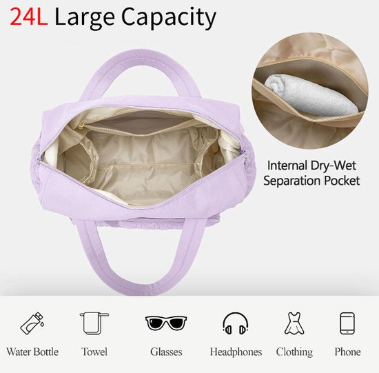 Sports Bag - Waterproof Travel Bag - 24 Liter Carry Bag - Zippered - Lightweight & Durable - Suitable for Gym, Training & Travel（Purple） - Image 5