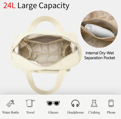 Sports Bag - Waterproof Travel Bag - 24 Liter Carry Bag - Zippered - Lightweight and Durable - Suitable for Gym, Training and Travel（Light Yellow） - Image 5