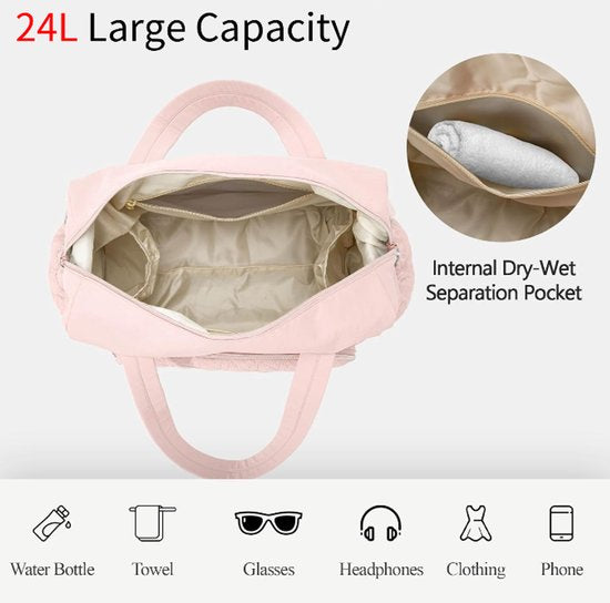 Sports Bag - Waterproof Travel Bag - 24 Liter Carry Bag - Zippered - Lightweight and Durable - Suitable for Gym, Training and Travel（Pink） - Image 5