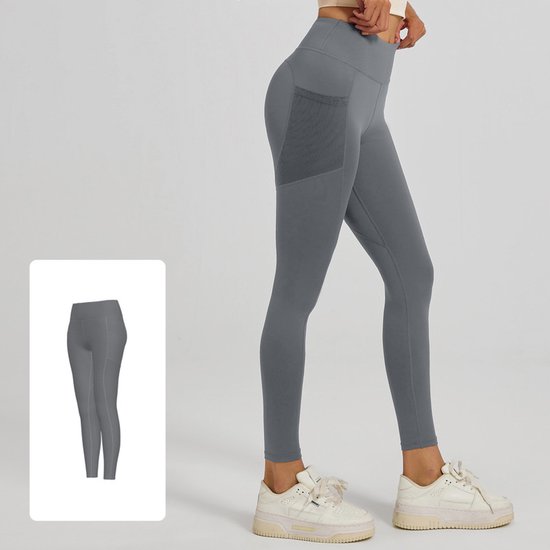Slim Fit Sports Pants - High Waist Yoga Pants with Side Pockets - Soft and Stretchy Blended Fabric, Breathable and Comfortable - Skinny Fit with Elastic Waist - Suitable for Yoga, Fitness, Walking and Daily Use (Gray, Size XL)