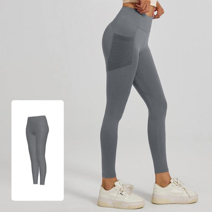 Slim Fit Sports Pants - High Waist Yoga Pants with Side Pockets - Soft and Stretchy Blended Fabric, Breathable and Comfortable - Skinny Fit with Elastic Waist - Suitable for Yoga, Fitness, Walking and Daily Use (Gray, Size XL)