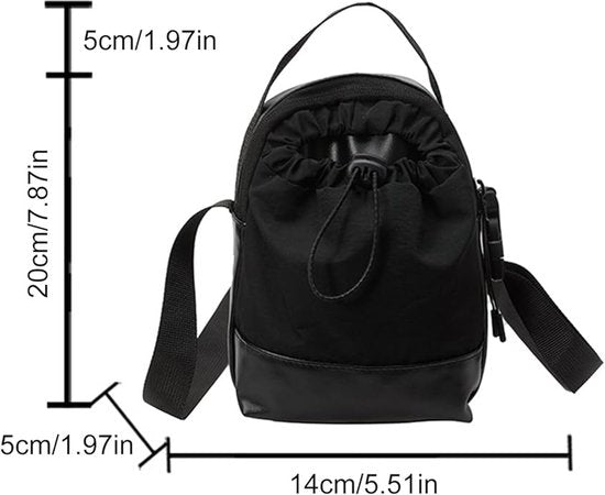 Women's shoulder bag - casual bag - adjustable canvas bag with drawstring - suitable for daily commuting and travel.（Black） - Image 2