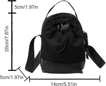 Women's shoulder bag - casual bag - adjustable canvas bag with drawstring - suitable for daily commuting and travel.（Black） - Image 2