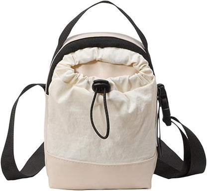 Women's shoulder bag - casual bag - adjustable canvas bag with drawstring - suitable for daily commuting and travel.（White）
