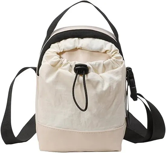 Women's shoulder bag - casual bag - adjustable canvas bag with drawstring - suitable for daily commuting and travel.（White）