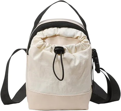Women's shoulder bag - casual bag - adjustable canvas bag with drawstring - suitable for daily commuting and travel.（White）