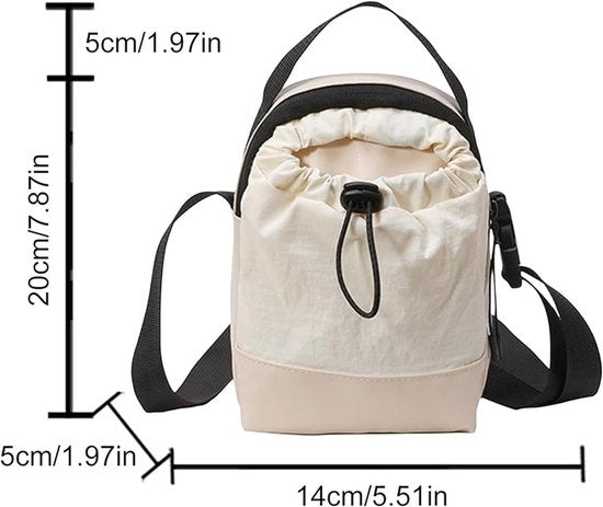Women's shoulder bag - casual bag - adjustable canvas bag with drawstring - suitable for daily commuting and travel.（White） - Image 2