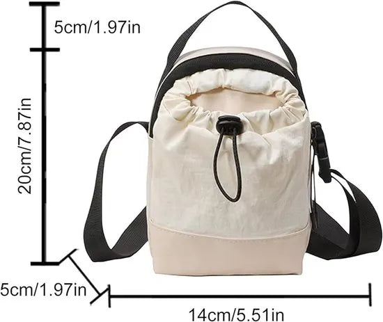 Women's shoulder bag - casual bag - adjustable canvas bag with drawstring - suitable for daily commuting and travel.（White） - Image 2