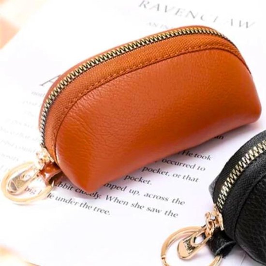 Mini Keychain Pouch/Coin Holder - Key Holder, Coin Organizer, Wallet for Women and Men, Keychain Protector (Brown) - Image 2