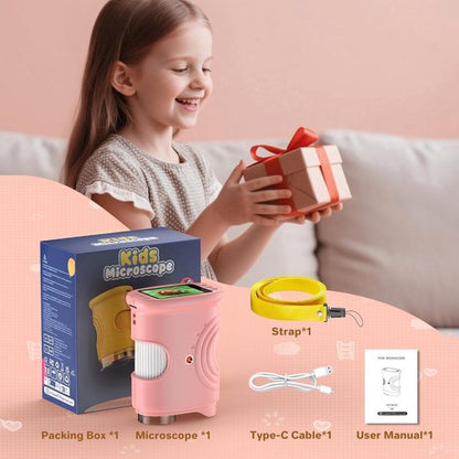 1000x Digital Children's Microscope - With 2 Inch IPS Screen & 8 LED Lights - Handy & Easy to Use for Nature Research - Pink - Image 6