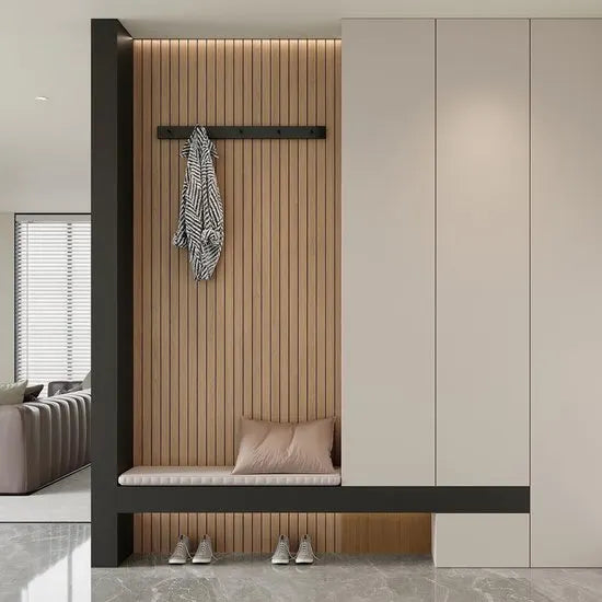 2 Pack Peel and Stick Oak Wood Slat Feature Wall Panels 300x40cm Each | DIY TV Headboard PVC Decor Wall Liner for Interior Wall & Ceiling Makeover（1037B-18） - Image 7