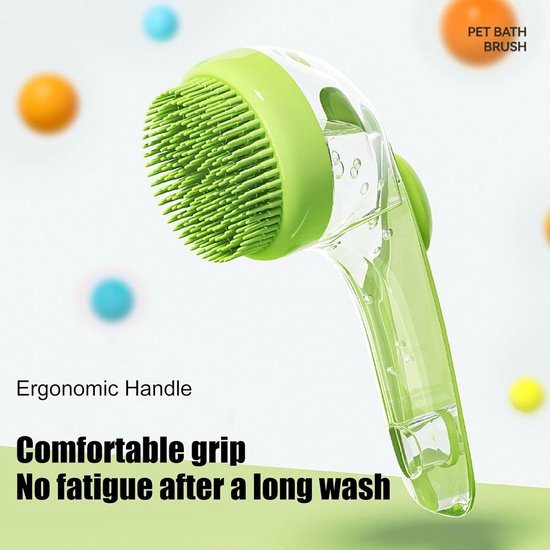 Dog Wash Brush with Soap Dispenser - Long Handle & Soft Massage Head - For Efficient Coat Care - Image 3
