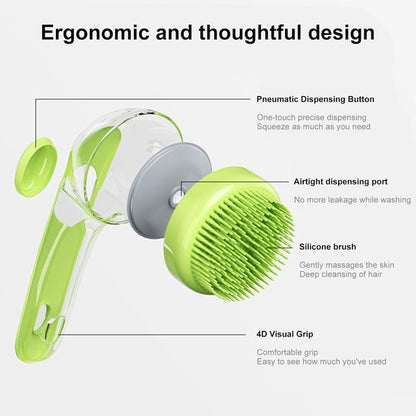 Dog Wash Brush with Soap Dispenser - Long Handle & Soft Massage Head - For Efficient Coat Care - Image 4