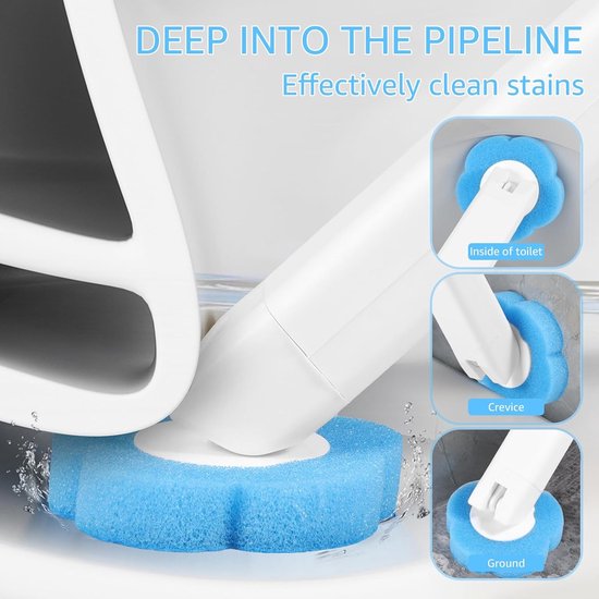 Toilet Brush Set with 24 Replaceable Heads - 360° Cleaning & Pre-assembled Cleaning Solution - Includes Storage Station - Image 3